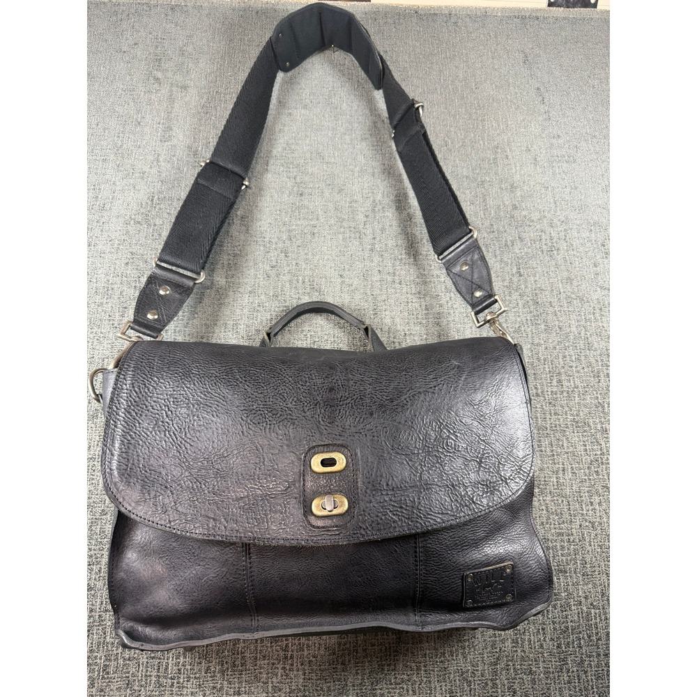 Will Leather Goods Black Pebbled Leather Messenger Bag Satchel Crossbody Laptop